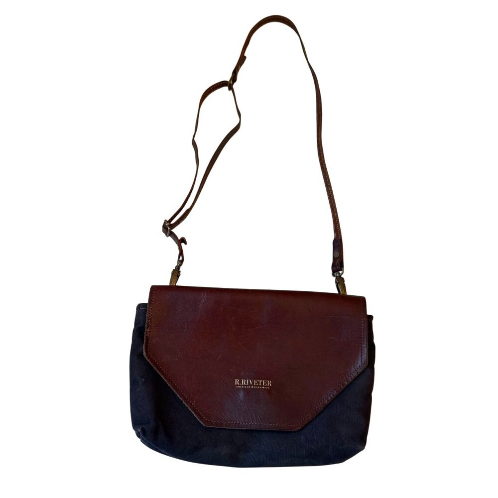 R. Riveter Leather Handbag Shoulder Crossbody Bag Women's Black Brown Travel